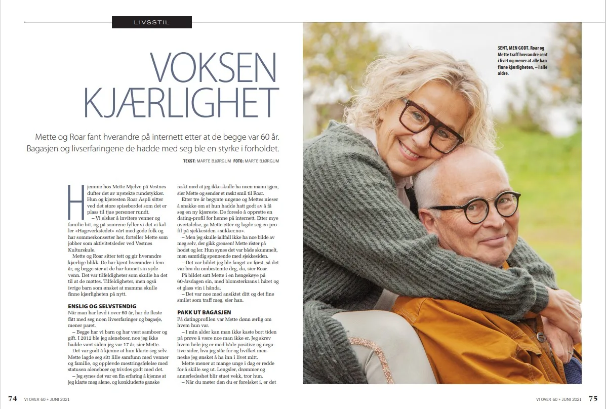 Oppslag fra reportasjen Bryllup på hytta i Aftenpostens Hyttemagasinet